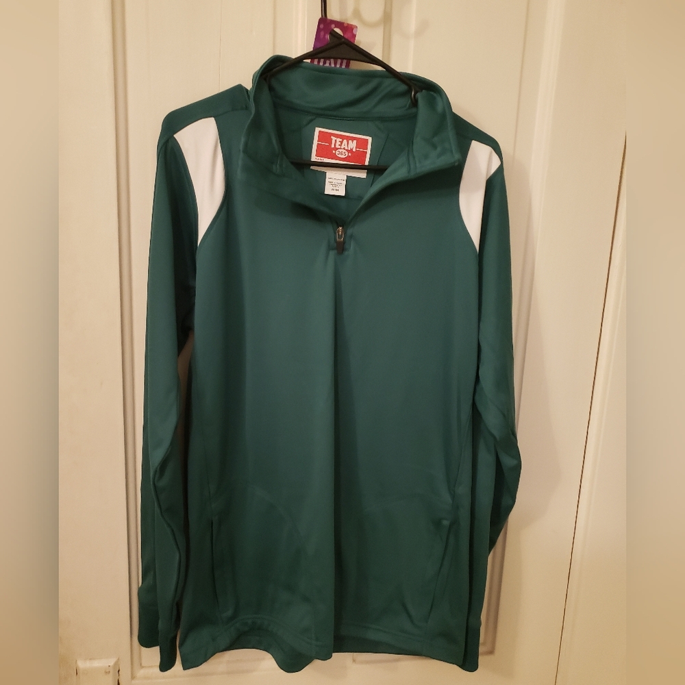 Team 365 Green and White Quarter-Zip Pullover Track Coat